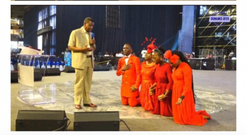 DUNAMIS AT 25: EXCITEMENT AS PASTOR E.A ADEBOYE FONDLY CALLED “DADDY G.O” OF THE REDEEMED CHRISTIAN CHURCH OF GOD,  AND HIS LOVELY WIFE, STORM GLORY DOME IN ABUJA.