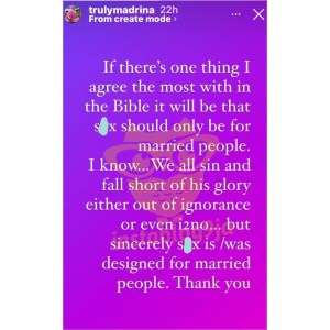 Read more about the article Nigerian Singer Cynthia Morgan Sides With Bible & Preaches Against Premarital Sex