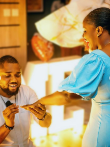 You are currently viewing Christian Skitmaker Femi Babs Gets Engaged To Gospel Singer Miracle Victor